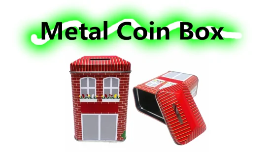 Фабричная жестяная коробка в форме дома, металлическая банка, банк для монет, жестяная коробка для экономии денег для детей